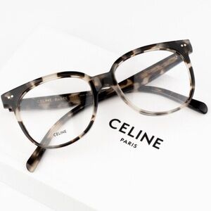 Celine CL5010IN 055 Eyeglasses White Vintage Havana Square Women NWT